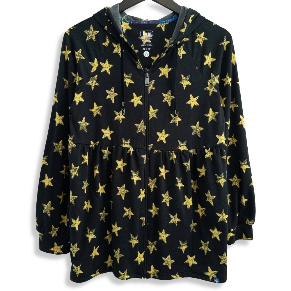 Lug Shimmy Hoodie‎ Womens XS Black Cozy Travel Athleisure Long Sleeve Casual